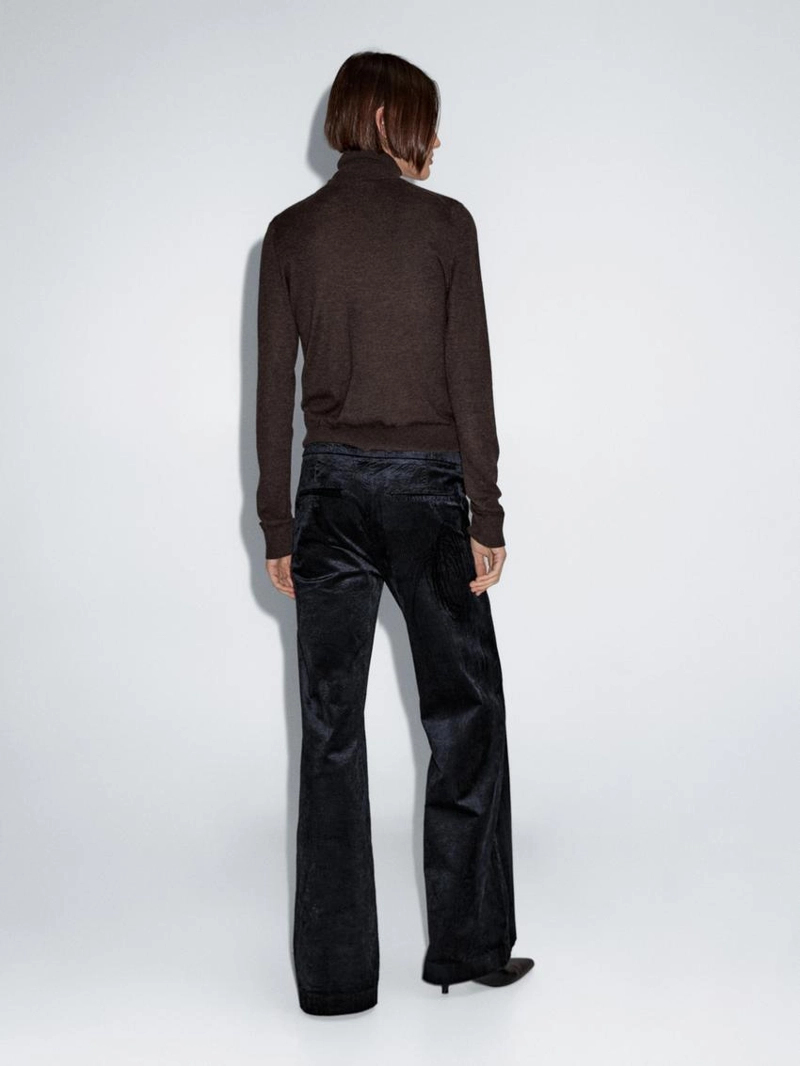 Брюки-палаццо из вельвета средней посадки