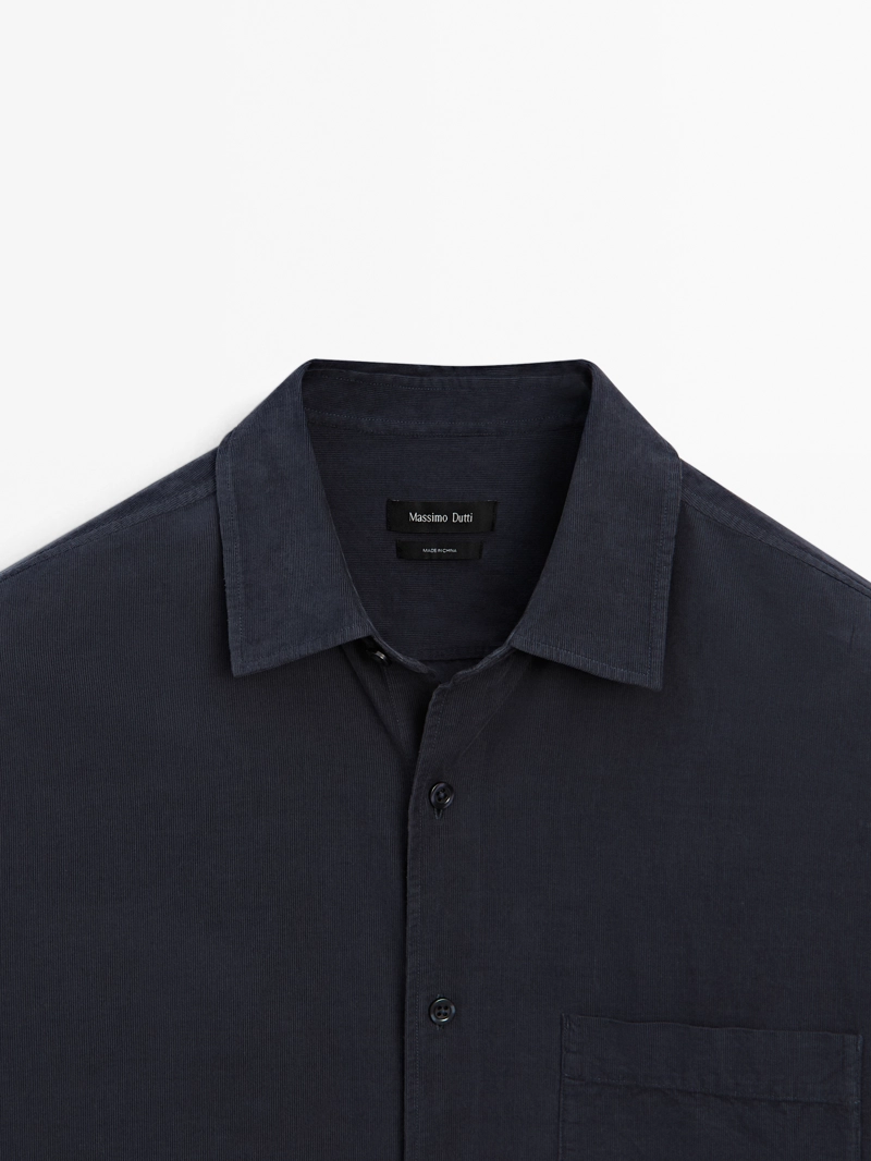 Рубашка regular fit из микро вельвета