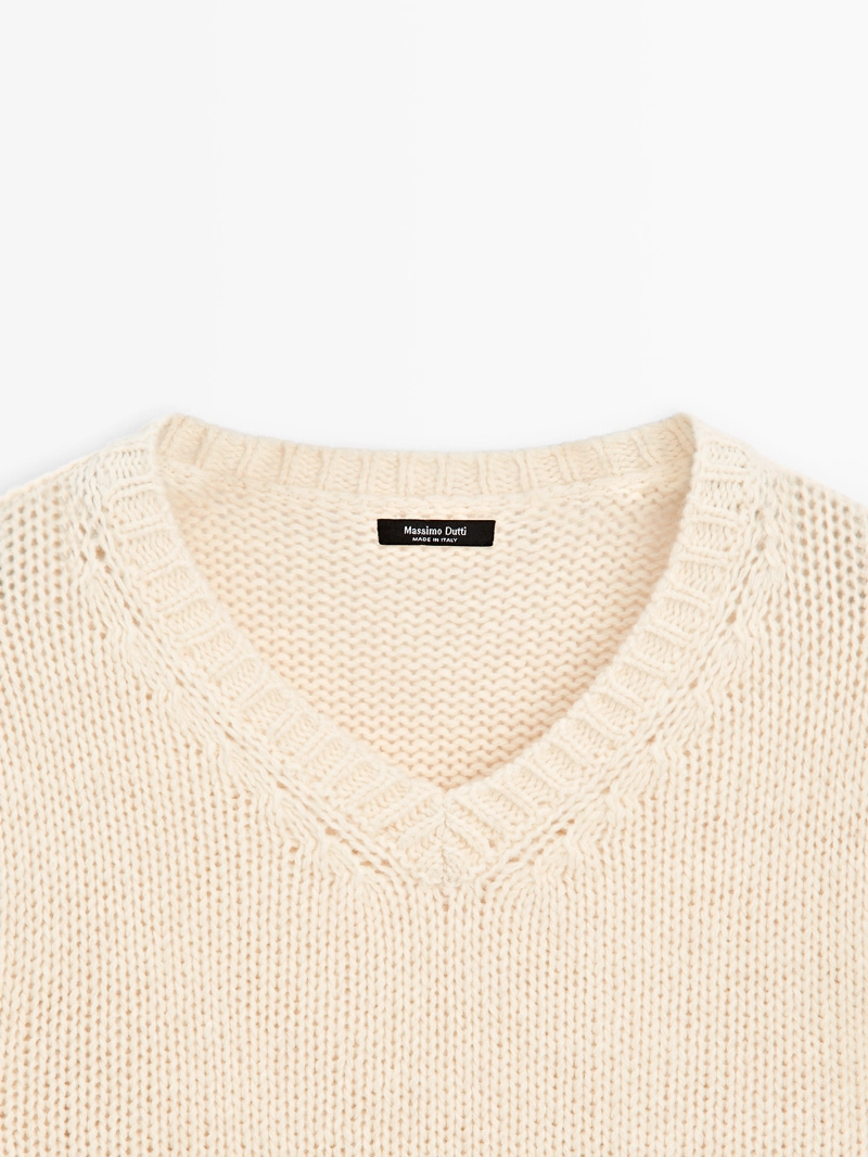100% шерстяной свитер с v-образным вырезом