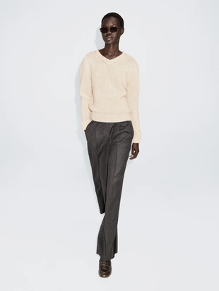 100% шерстяной свитер с V-образным вырезом- Заказать в России