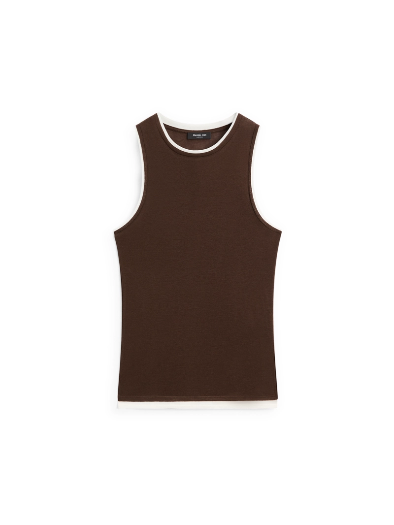 Майка без рукавов с двойной отделкой