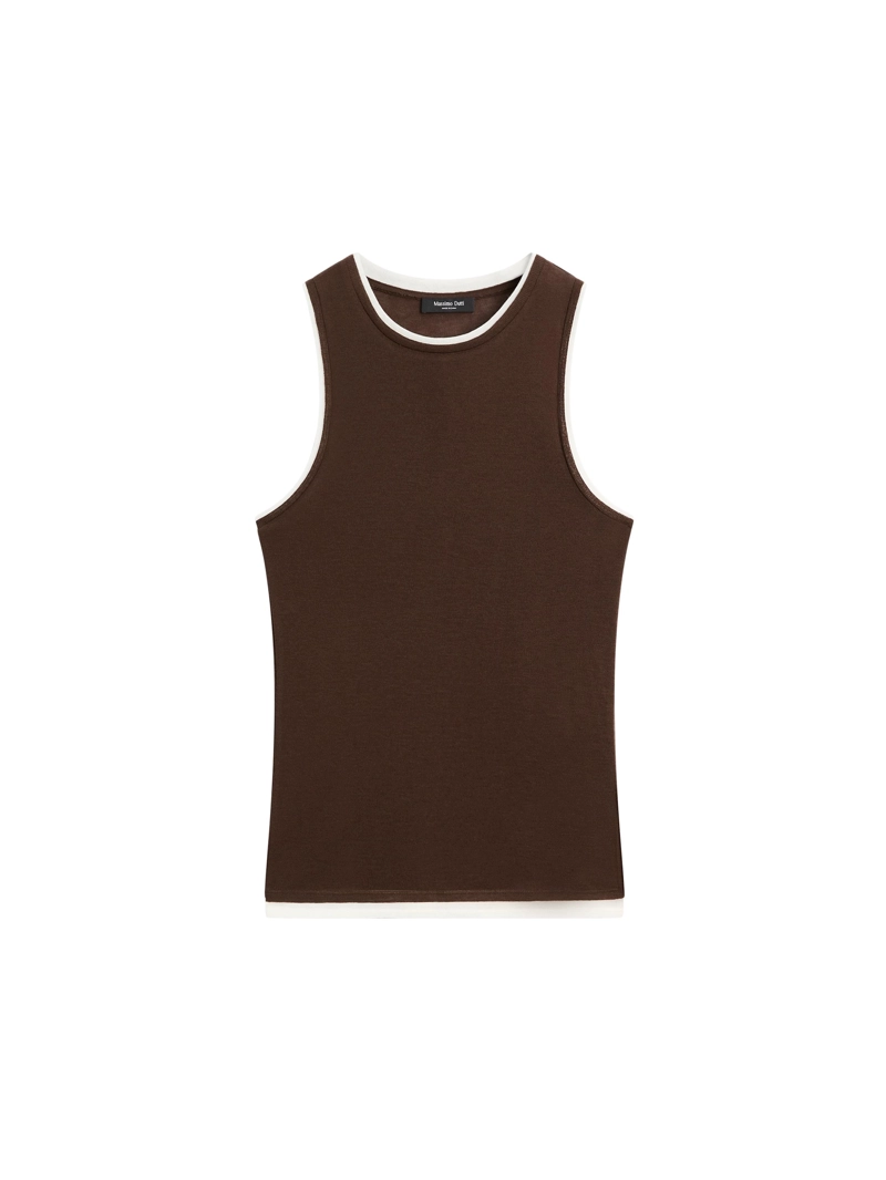 Майка без рукавов с двойной отделкой