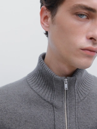 Кардиган из шерстяно-шелковой смеси с молнией- Заказать в России