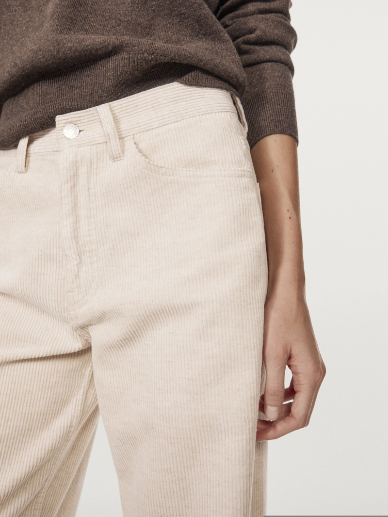 Брюки из вельвета с высокой посадкой и прямыми брючинами