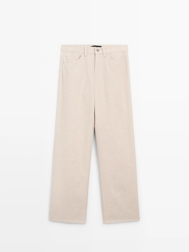 Брюки из вельвета с высокой посадкой и прямыми брючинами