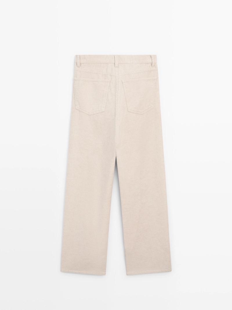 Брюки из вельвета с высокой посадкой и прямыми брючинами