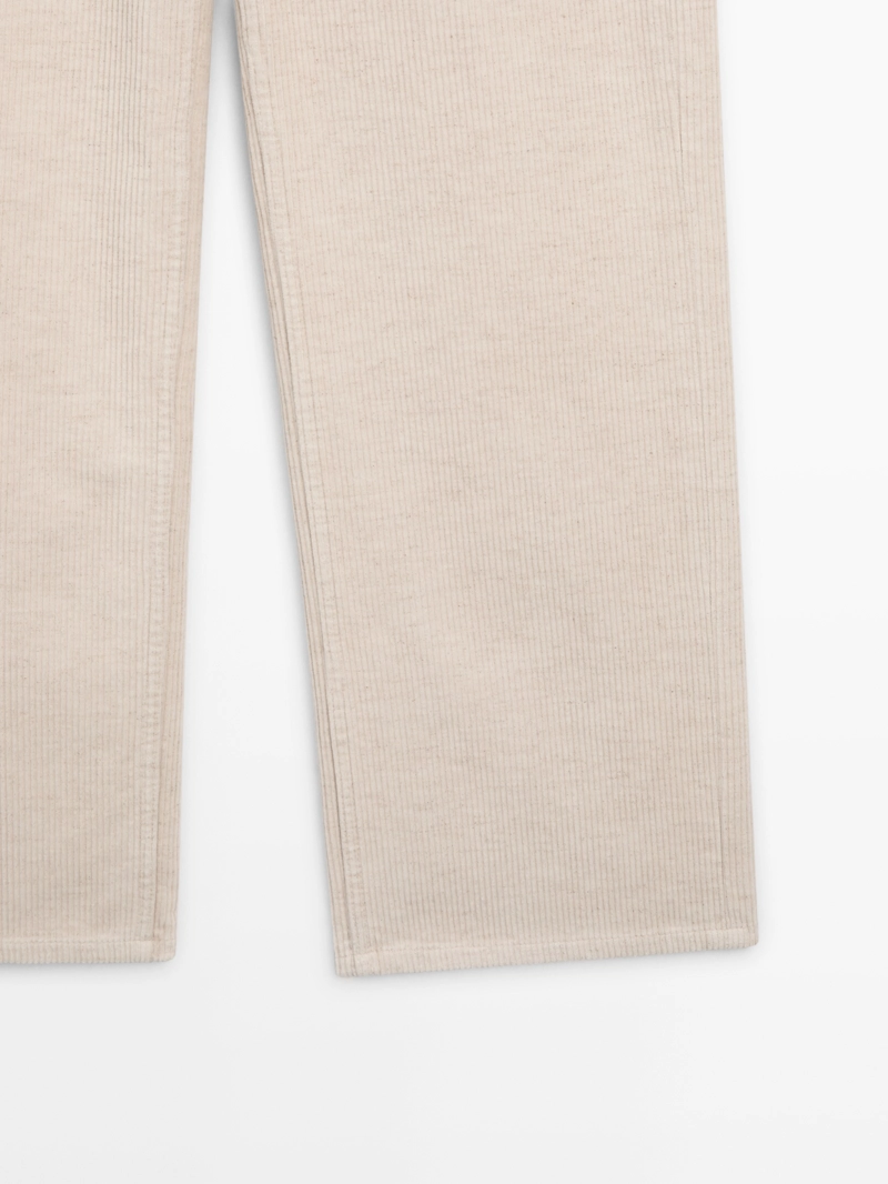 Брюки из вельвета с высокой посадкой и прямыми брючинами