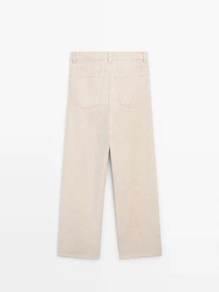 Брюки из вельвета с высокой посадкой и прямыми брючинами- Заказать в России