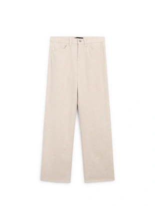 Брюки из вельвета с высокой посадкой и прямыми брючинами- Заказать в России