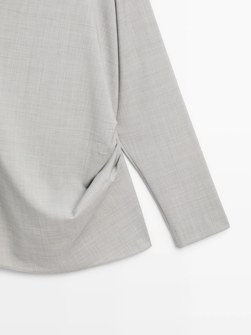 Блуза с асимметричным оборками из 100% шерсти - studio