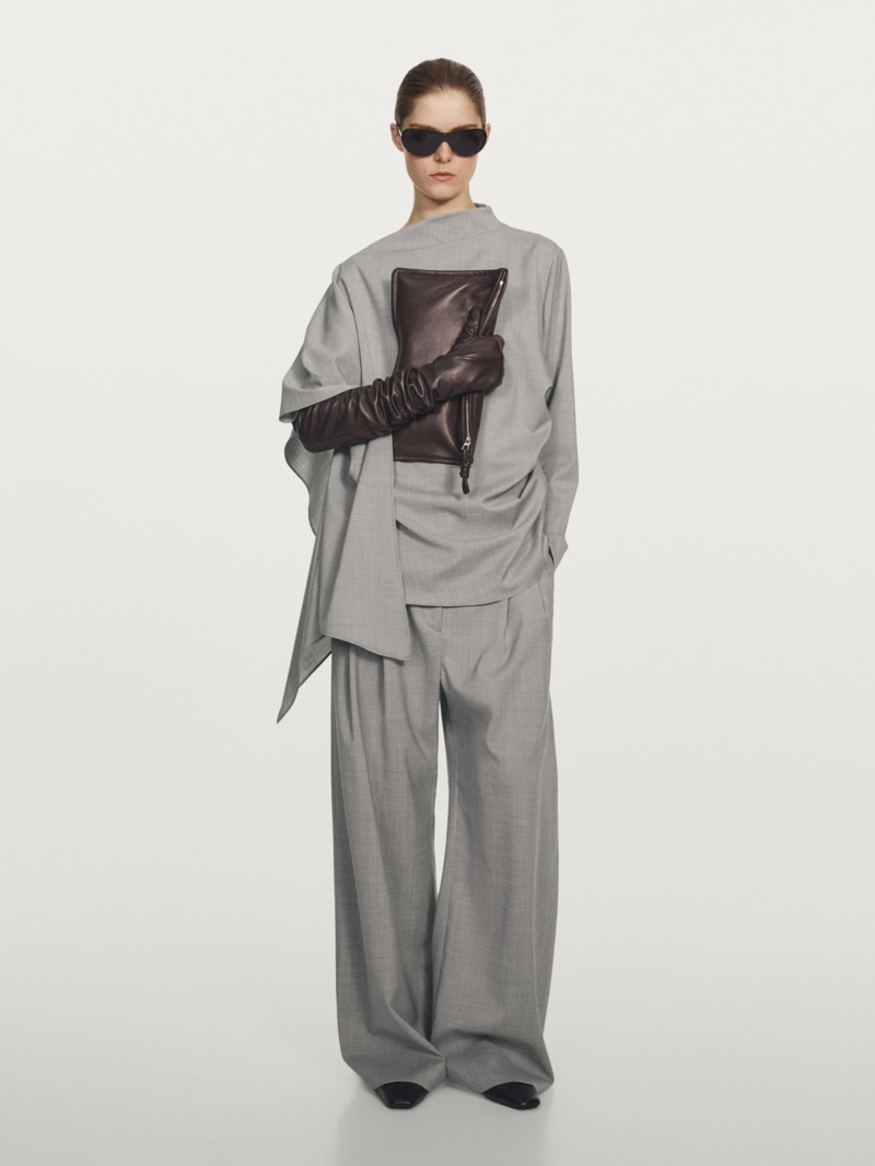 Блуза с асимметричным оборками из 100% шерсти - studio