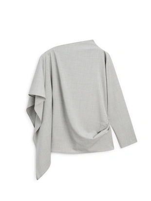 Блуза с асимметричным оборками из 100% шерсти - STUDIO- Заказать в России