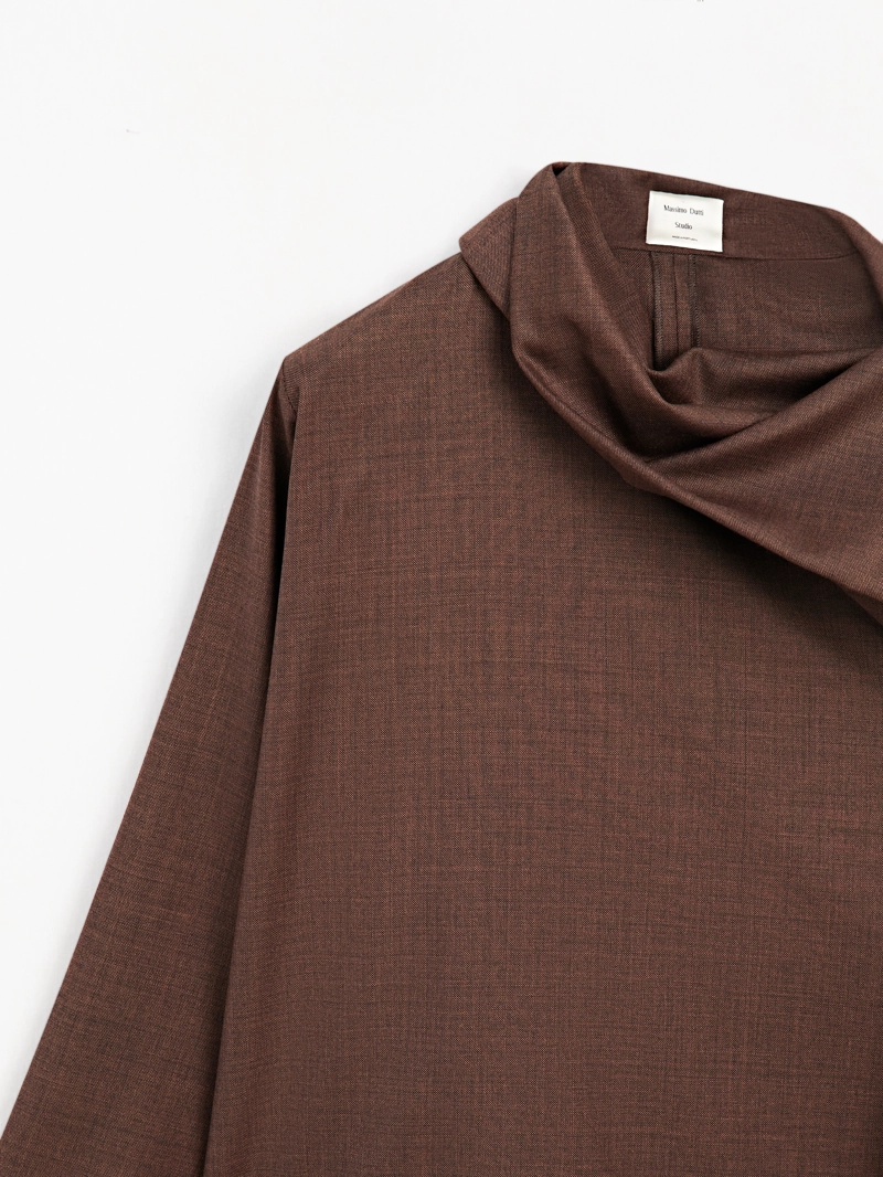 Блузка с объемным воротником из 100% шерсти - studio