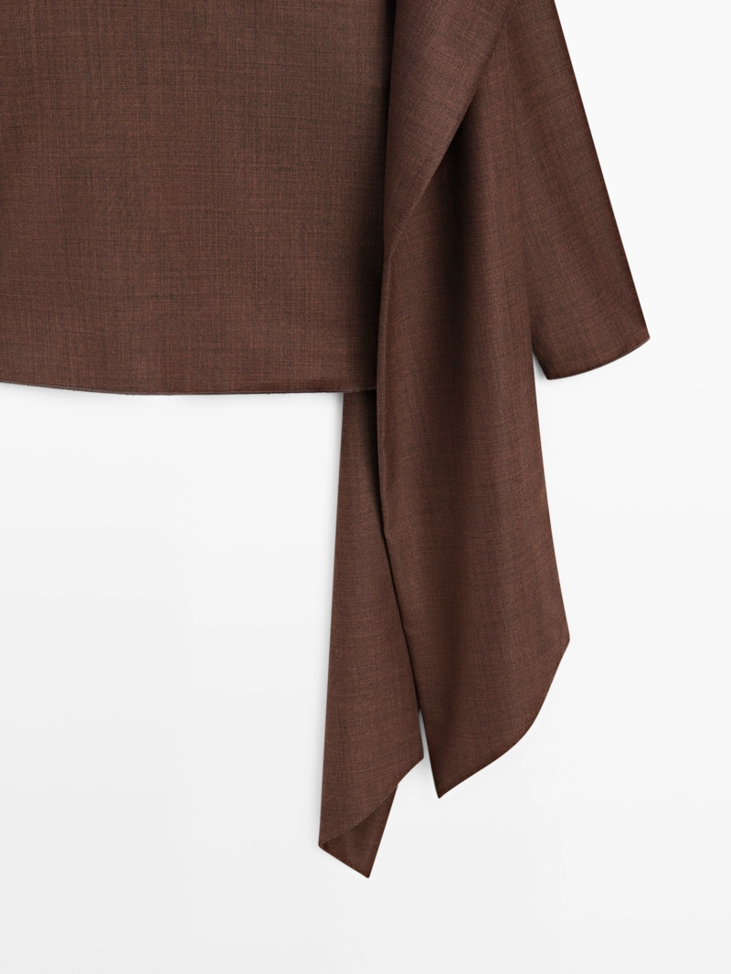 Блузка с объемным воротником из 100% шерсти - studio