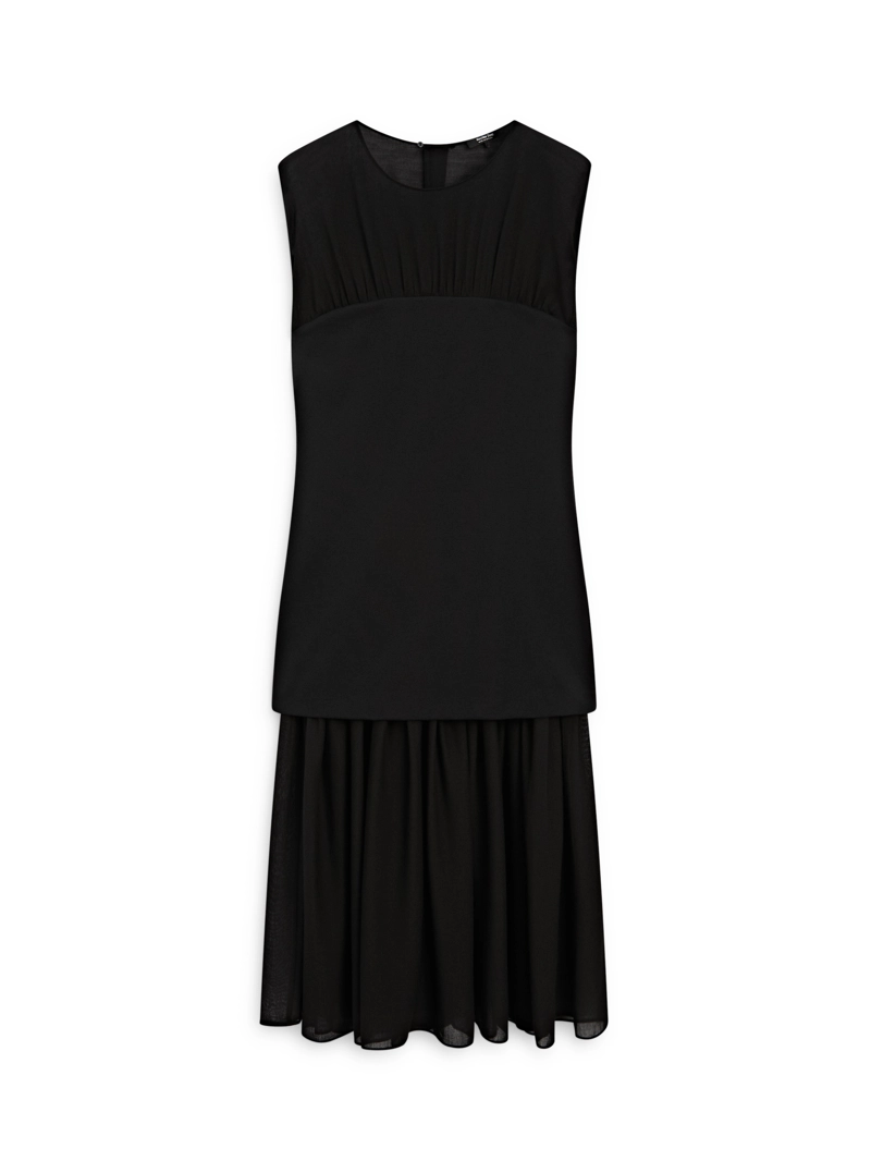 Платье-миди с контрастным полупрозрачным верхом