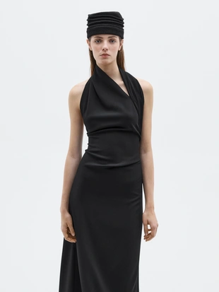 BLACK|6602/555 - Massimo Dutti Длинное платье с открытой спиной - LIMITED