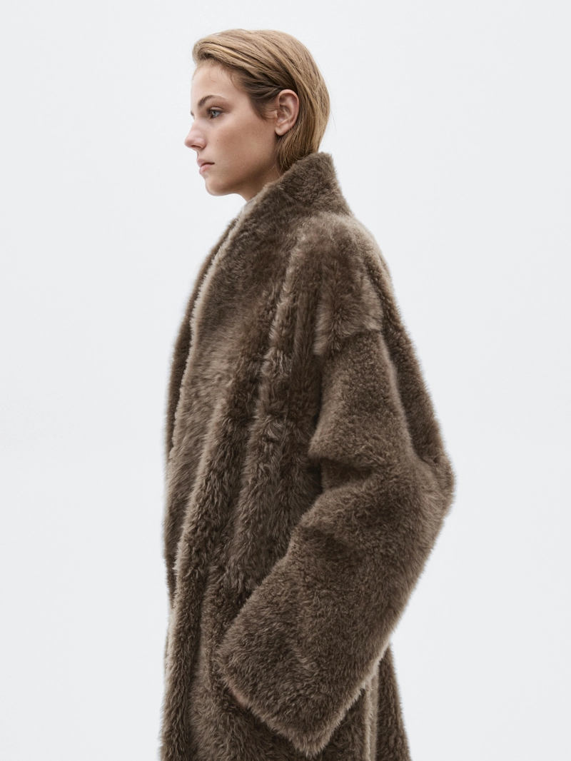 Длинное кожаное пальто с поясом - limited