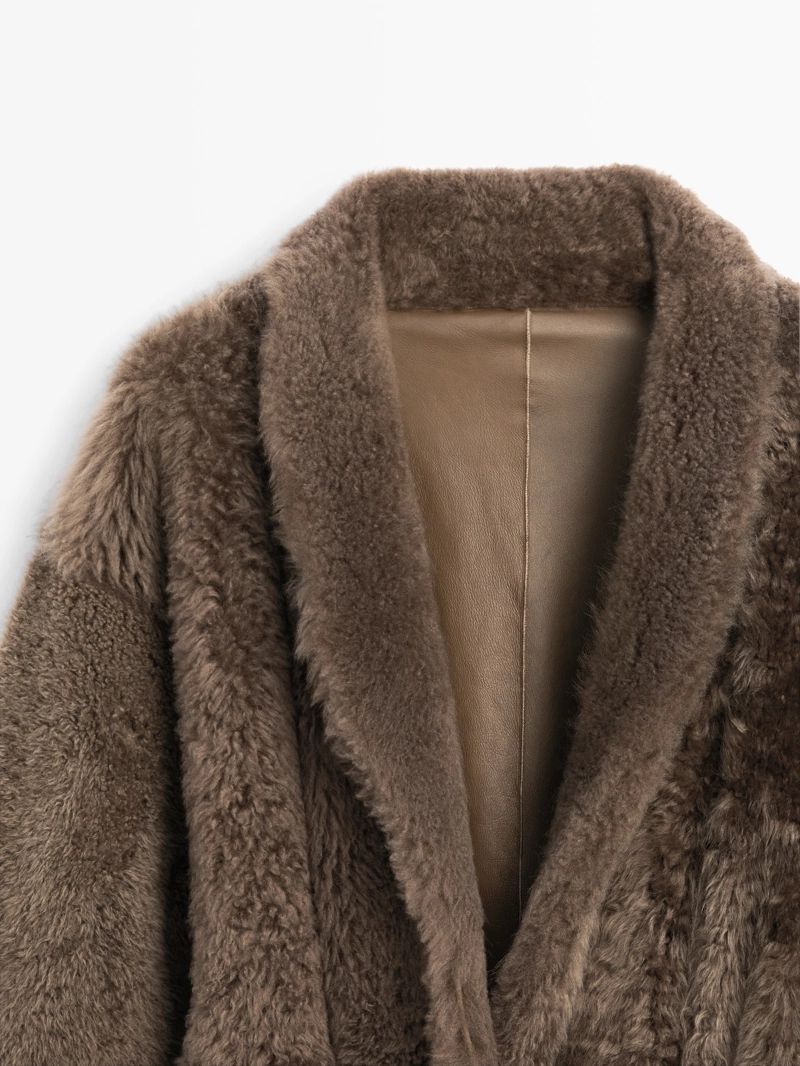 Длинное кожаное пальто с поясом - limited