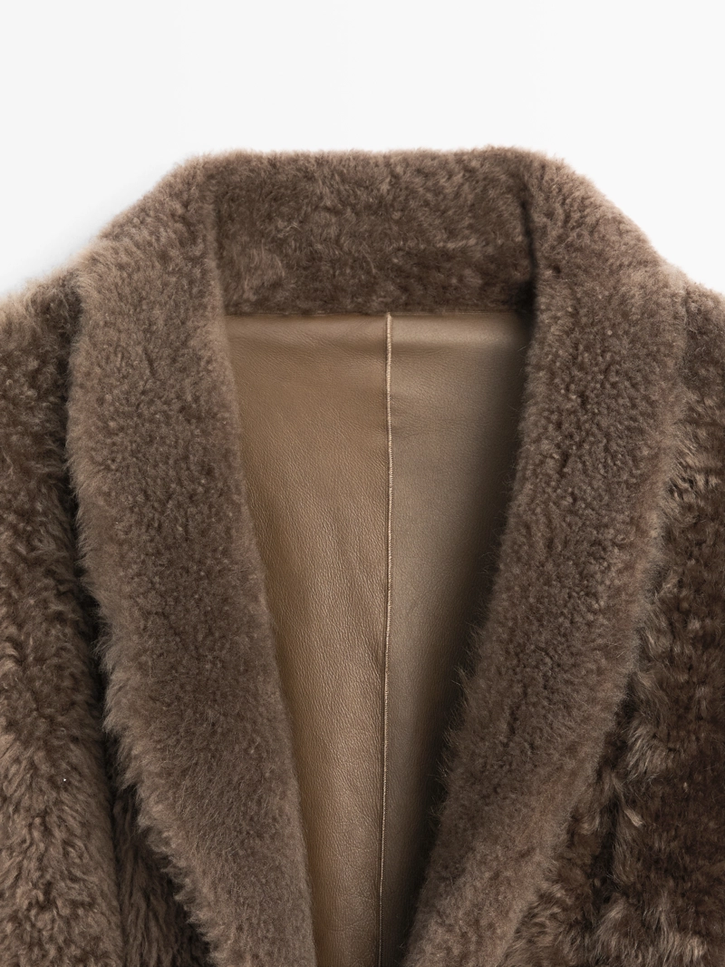 Длинное кожаное пальто с поясом - limited