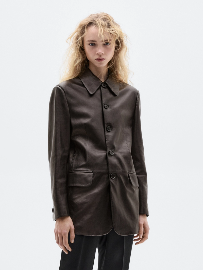 Кожаный блейзер с пуговицами - limited