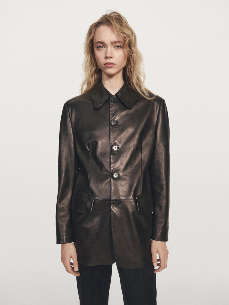 Кожаный блейзер с пуговицами - limited