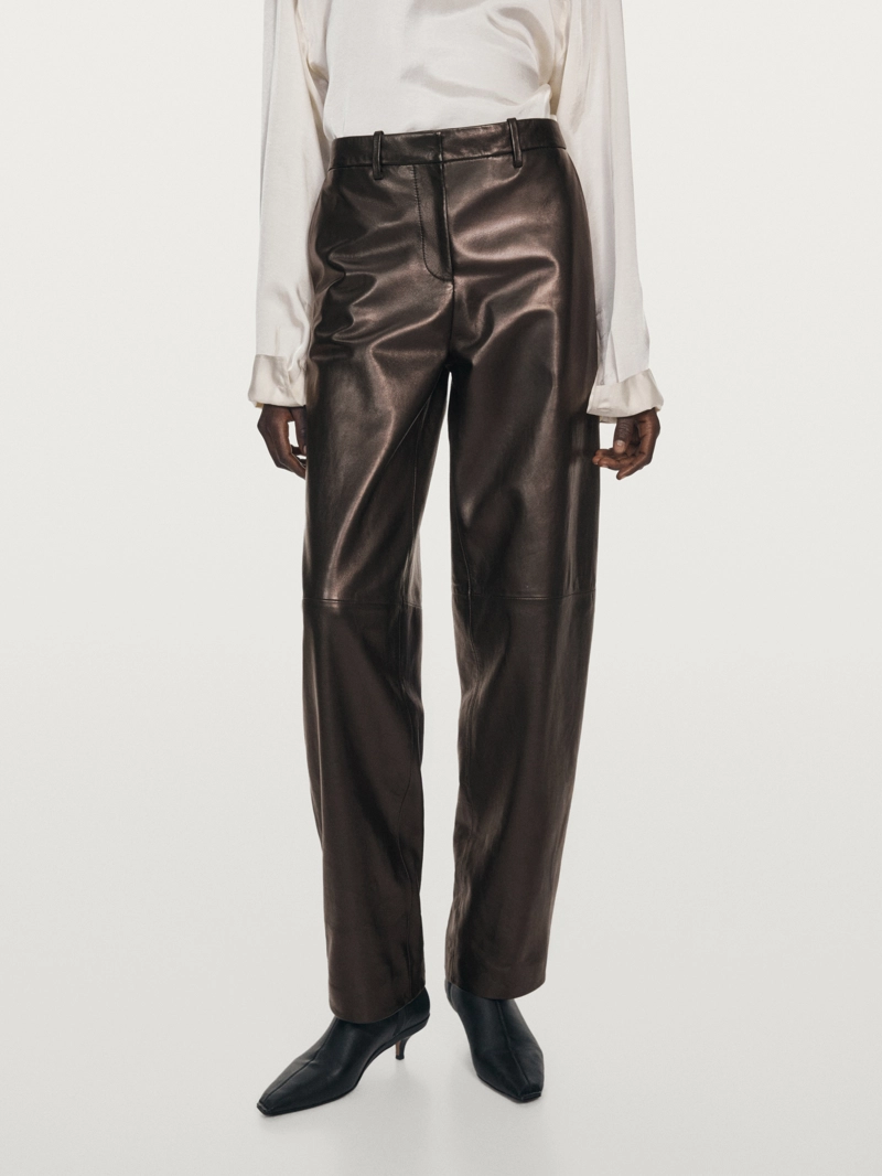 Широкие кожаные брюки из овечьей кожи - limited