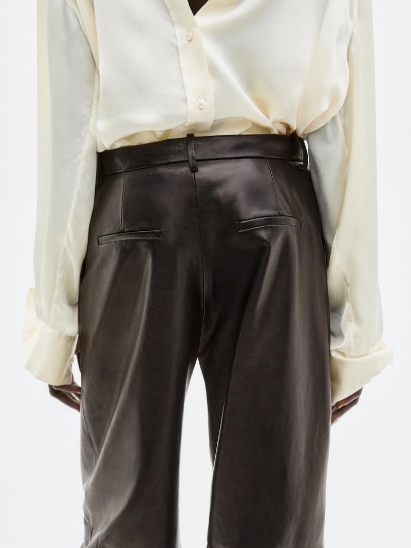 Широкие кожаные брюки из овечьей кожи - limited