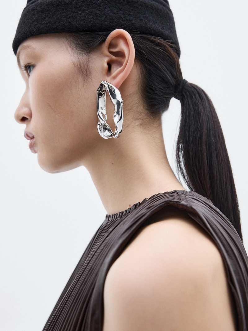 Топ из длинной складки из натуральной кожи - limited