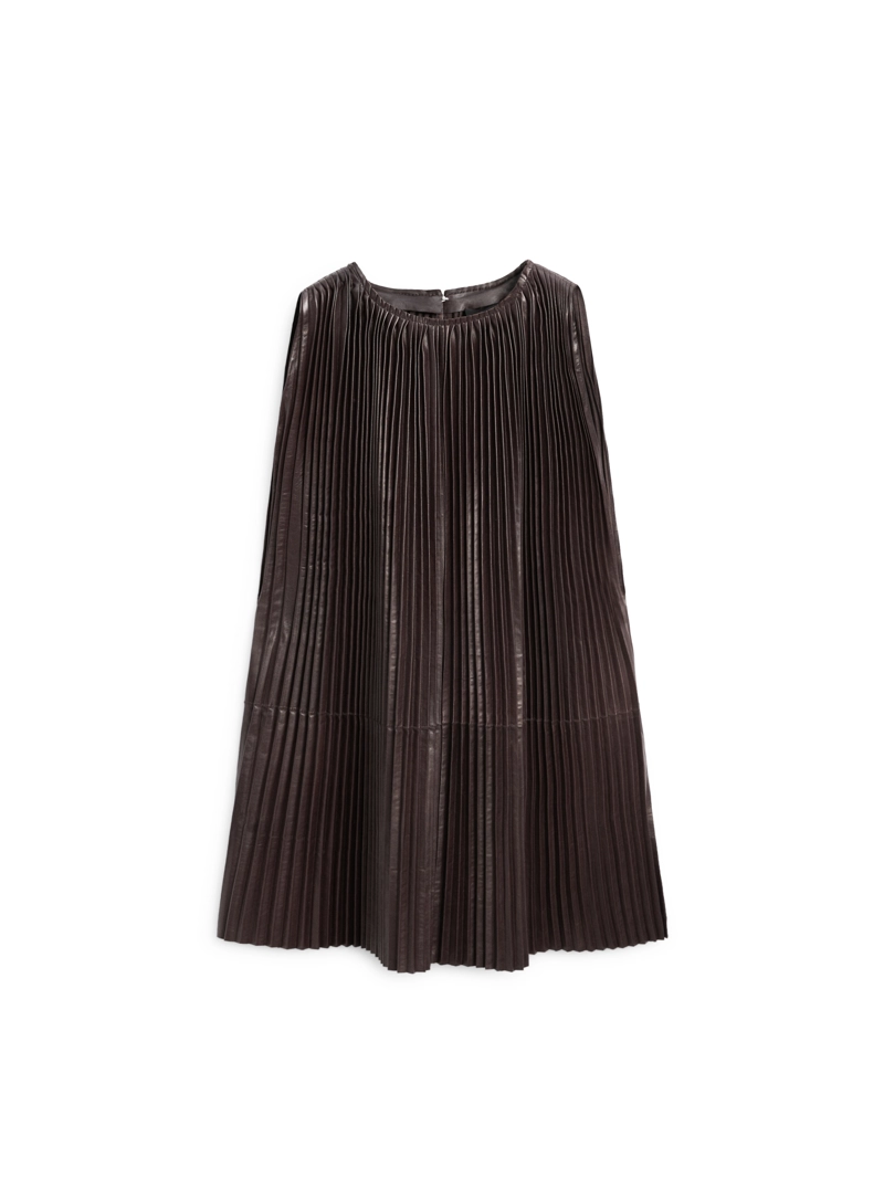 Топ из длинной складки из натуральной кожи - limited