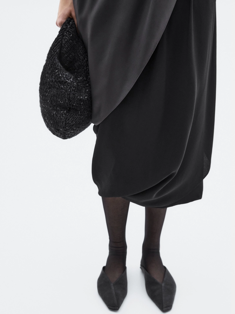 Сумка из кожи с крученым вязанием среднего размера - limited