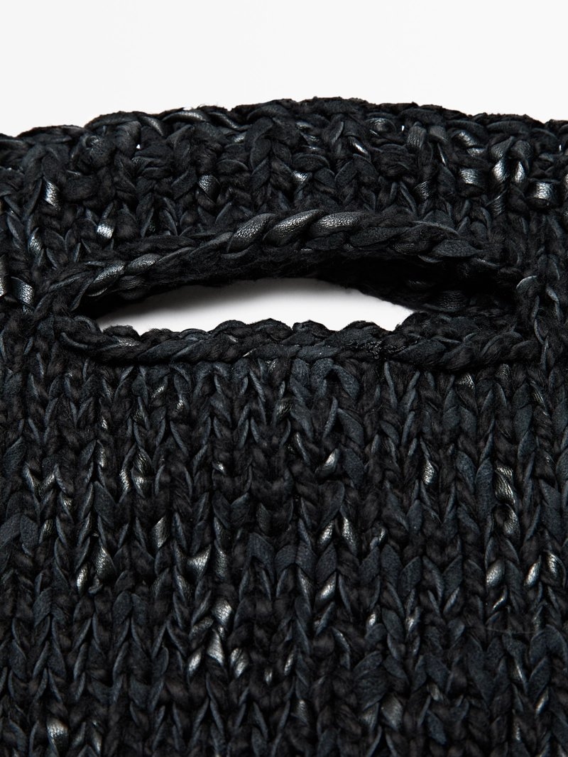 Сумка из кожи с крученым вязанием среднего размера - limited