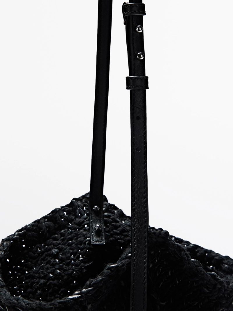 Сумка из кожи с крученым вязанием среднего размера - limited