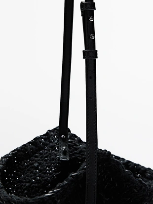 Сумка из кожи с крученым вязанием среднего размера - LIMITED- Заказать в России