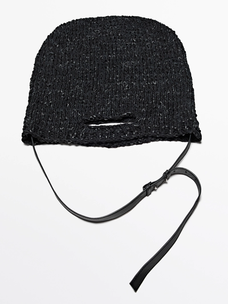 Большая сумка из кожи и вязаного крючком - limited