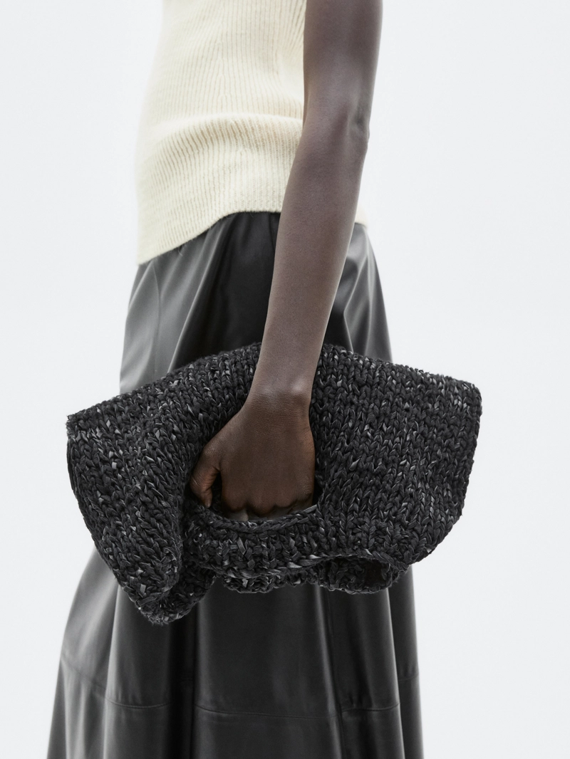 Большая сумка из кожи и вязаного крючком - limited
