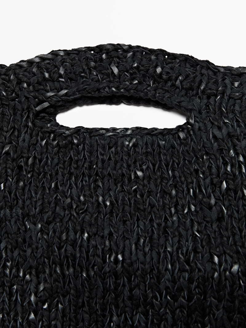 Большая сумка из кожи и вязаного крючком - limited