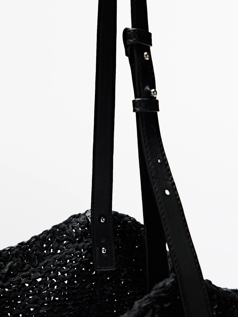 Большая сумка из кожи и вязаного крючком - limited