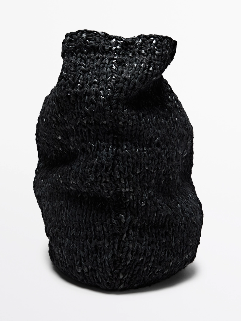 Большая сумка из кожи и вязаного крючком - limited