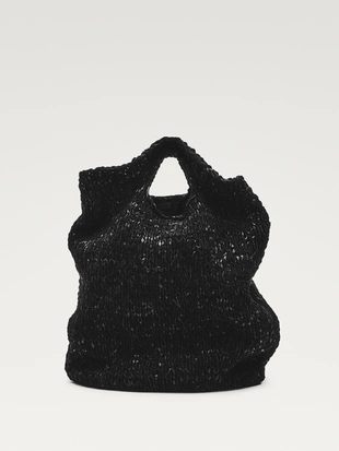 Купить Massimo Dutti Большая сумка из кожи и вязаного крючком - LIMITED