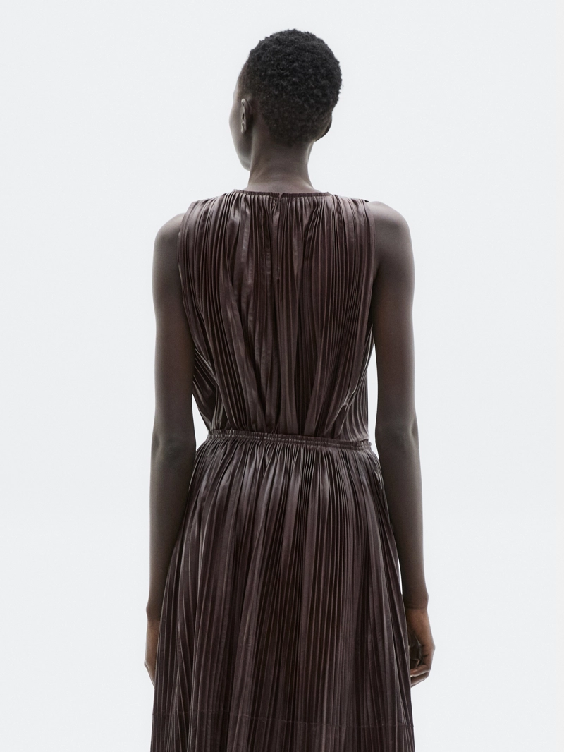 Длинная плиссированная юбка из овечьей кожи - limited