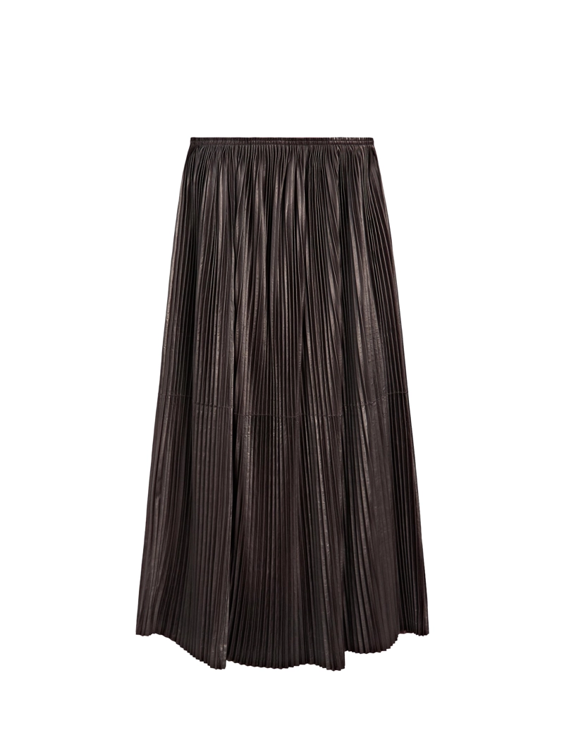 Длинная плиссированная юбка из овечьей кожи - limited