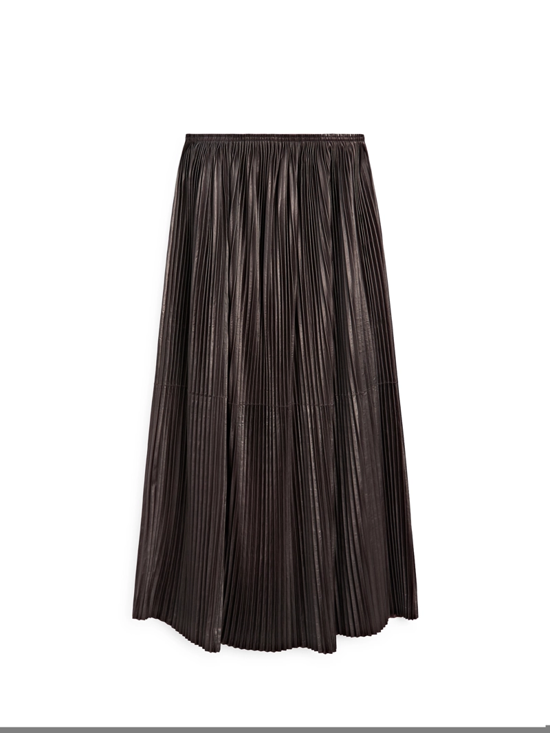 Длинная плиссированная юбка из овечьей кожи - limited