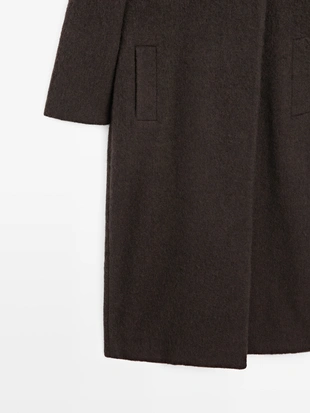 Длинное пальто с двубортным покроем и мягкой отделкой- Заказать в России