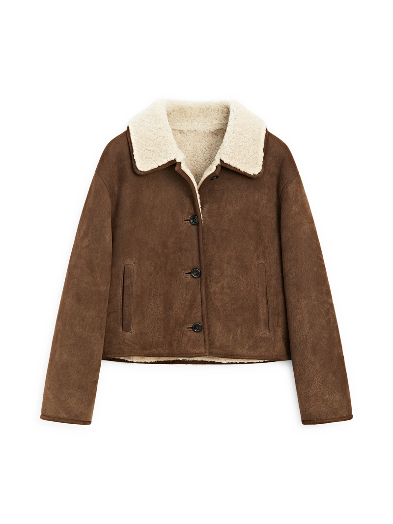 Кожаная куртка с искусственным овчиной