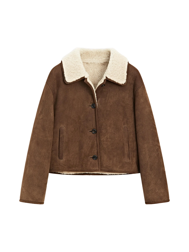 Кожаная куртка с искусственным овчиной