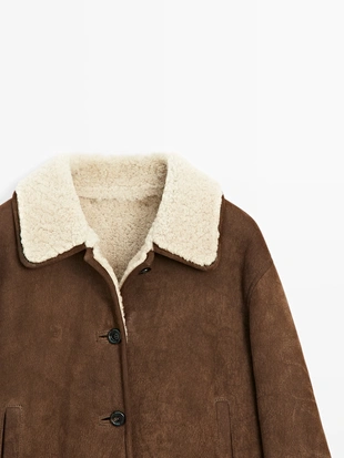 Кожаная куртка с искусственным овчиной- Заказать в России