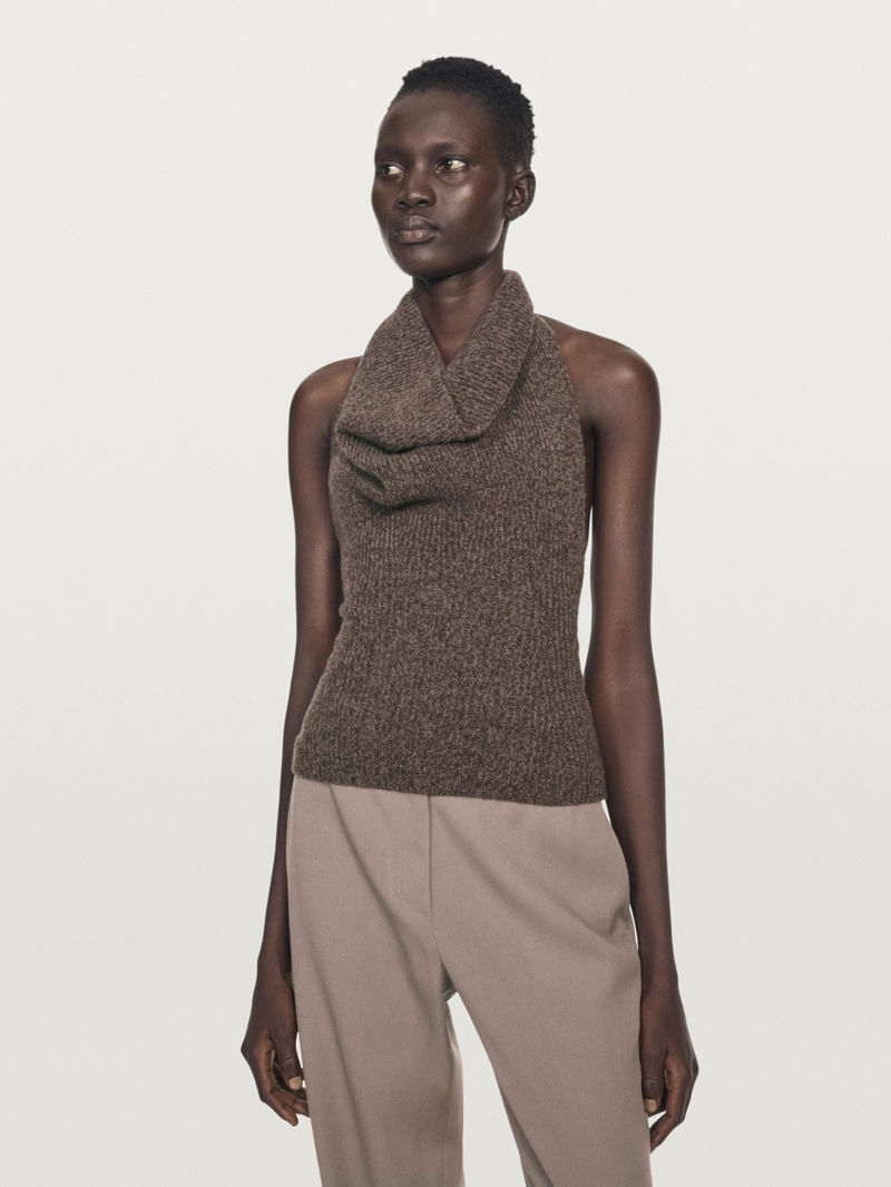 Топ с грудкой из шерсти и шелка - limited