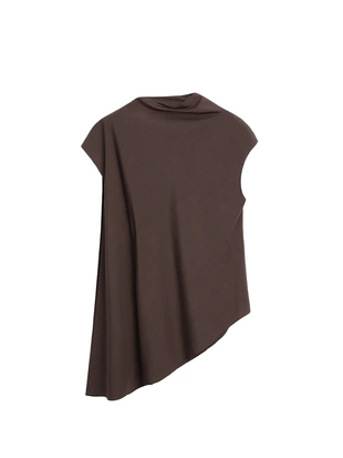 Chocolate|5724/555 - Massimo Dutti Асимметричный топ с деталями на шее - LIMITED