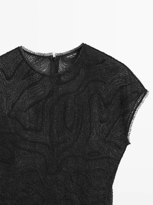 Топ с вышивкой из полупрозрачной ткани- Заказать в России