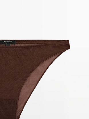 BROWN|4916/796 - Massimo Dutti Трусики из полупрозрачной ткани с металлическими деталями